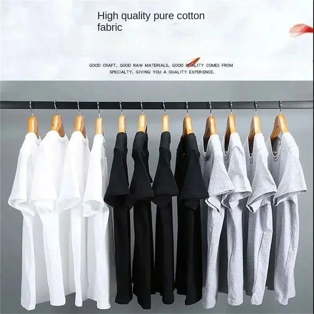 Summer Cotton Men's T-Shirt Women's Solid Color Blank O-Neck round Collar Short-Sleeve Couple White Top Tees