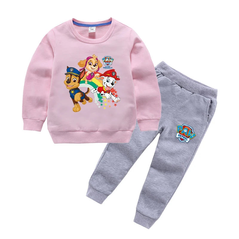 Paw Patrol Children Sets 2024 Autumn Boys/Girls Long sleeve t shirt Kids Kawaii Anime Clothing Sweatshirts and Pants Suits