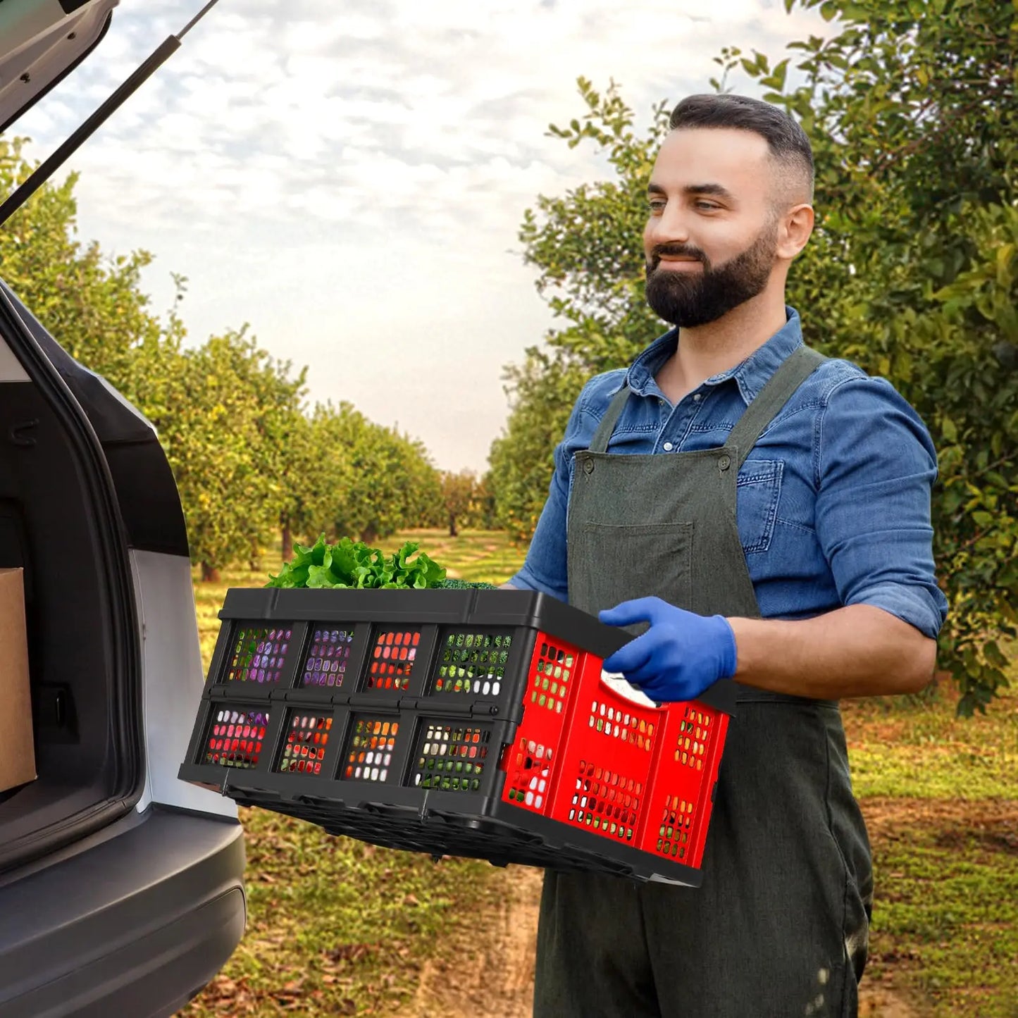 55L Collapsible Stackable Storage Crate, Heavy-Duty Folding Bin — product photo 6