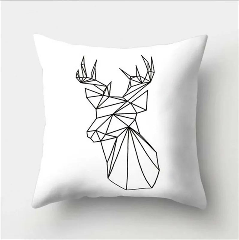 Black &amp; White Geometric Pillowcase &mdash; 45&times;45 cm Modern Sofa &amp; Office Cushion Cover