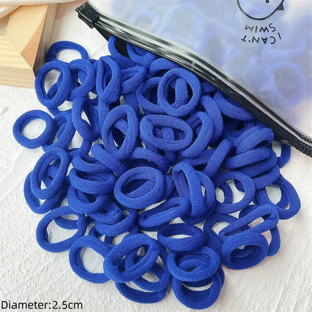 Black Elastic Hair Tie Set - 50pc No-Damage Hair Bands for Women
