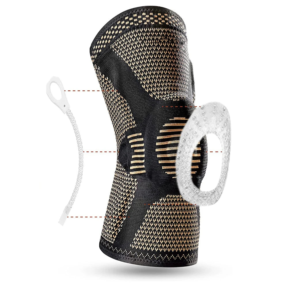 Orthopedic Knee Compression Sleeve — Copper Nylon Patella Stabilizer — view 5 of braces & support