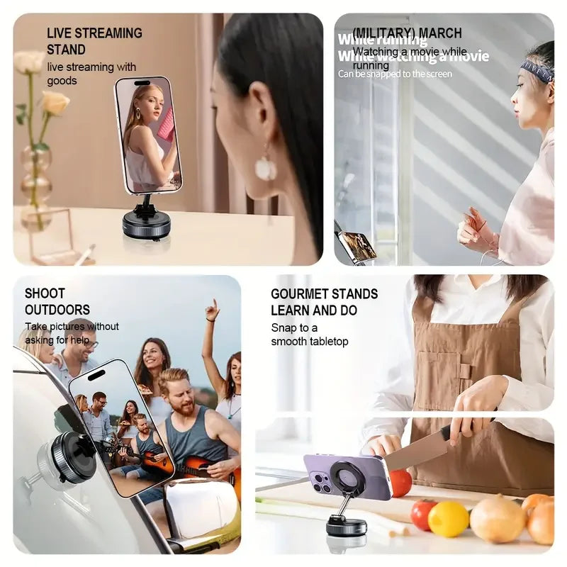 Novora Ultra-Strong Vacuum Suction Magnetic Car Phone Mount – 360° Foldable Twist-Lock (MagSafe Compatible)