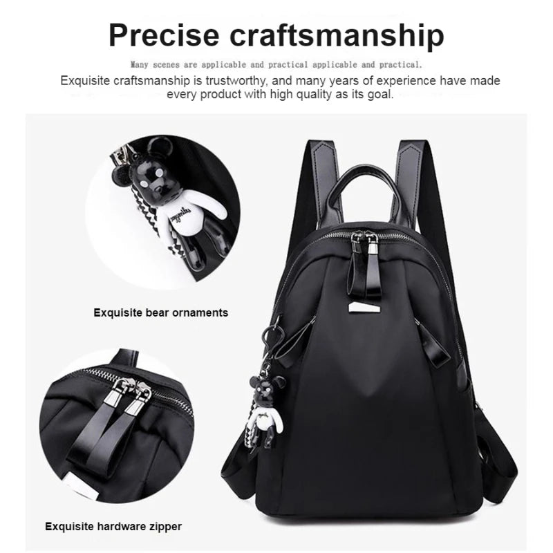 Women's Trendy Oxford Backpack - Casual Teen School Bag with Charm Detail — view 3 of backpacks
