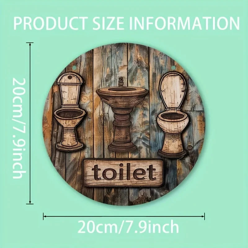 Home Decor Country Farmhouse Wooden Toilet Sign — Charming Dwarf Design 8x8 in Round Wall Decoration — view 7 of home decor
