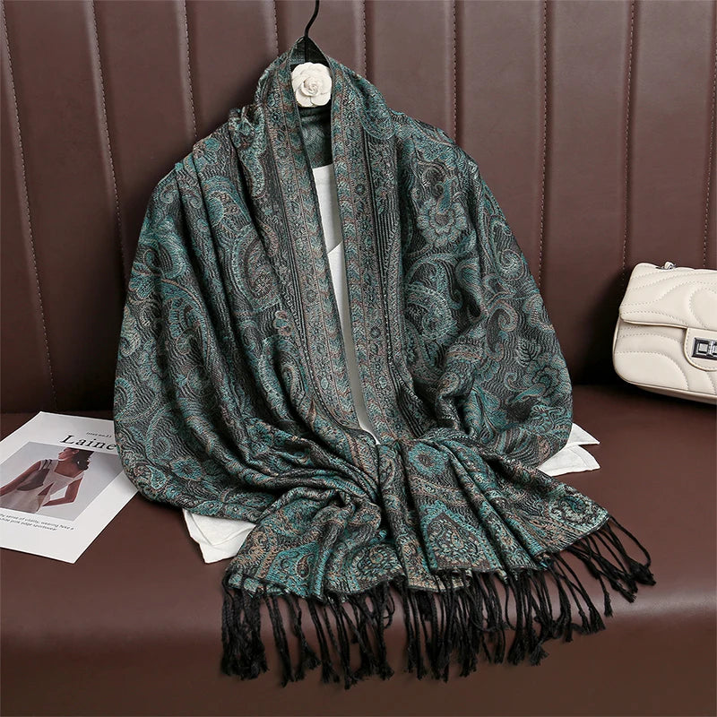 Pashmina Scarf in 58 Signature Shades — Cashmere-Feel Women's Tassel Shawl Wrap Color Stack — view 2 of scarves & wraps