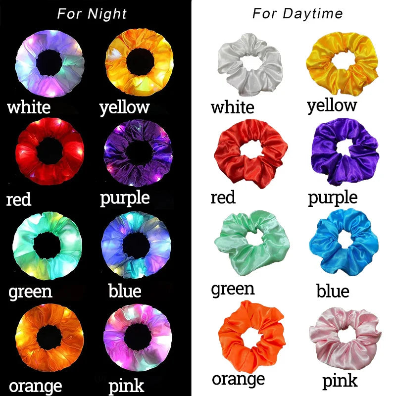Fashion LED Luminous Hair Scrunchies Light Up Glowing Scrunchy Hair Band For Girls Flashing Hair Tie Hair Rope Hair Accessories — view 4 of product