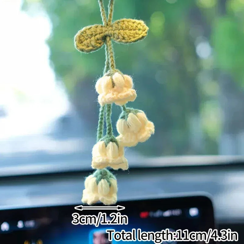 Home Decor Crochet Flower Pendant — Hand-Knitted Car Interior Hanging Decor & Bag Accessory — view 13 of home decor