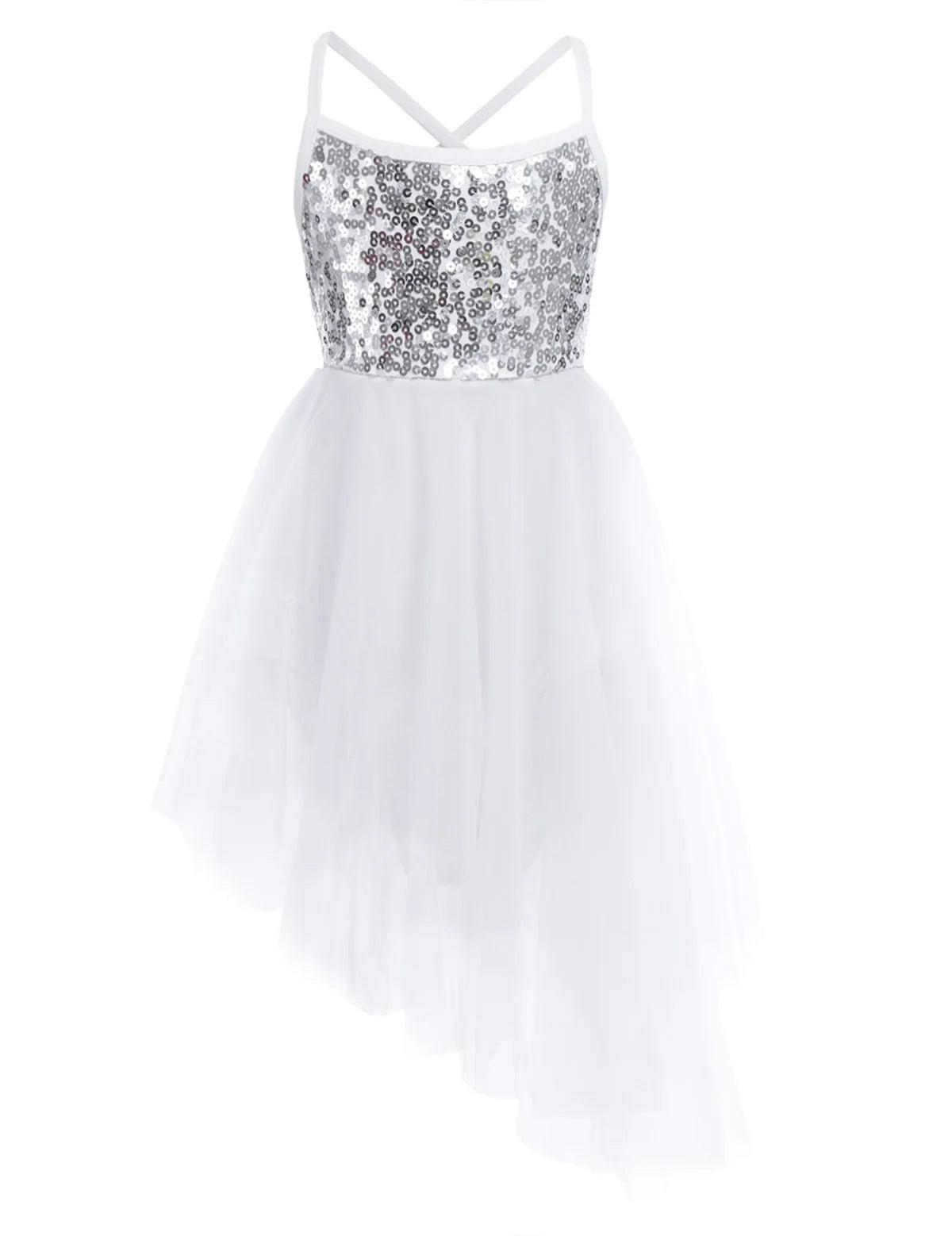 Kids Girls Sequin Ballet Tutu Hi-Lo Dress - Fairy Leotard Costume — view 11 of dance costumes