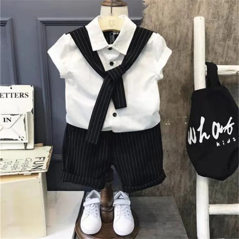 Children's Clothing Set New Summer Handsome Summer Clothes Suit Little Boy Short Sleeve Shirts and Shorts 2 Piece Set