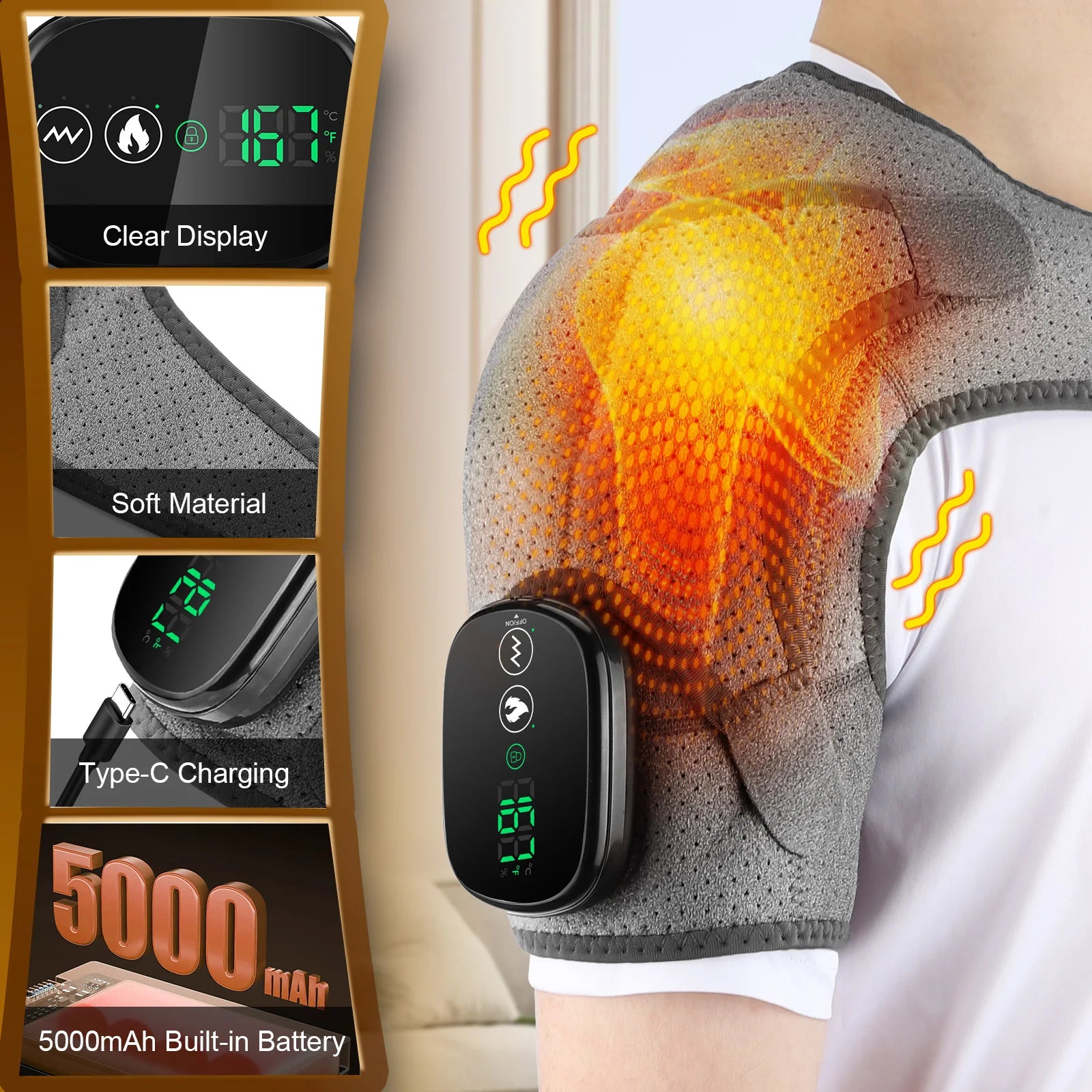 Electric Shoulder Heating Pad — 3-Speed Vibration Muscle Relax Brace — view 5 of recovery & massage
