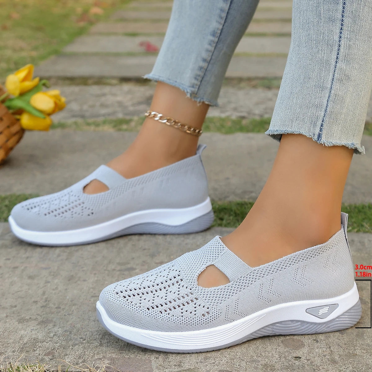 All-Season Women's Casual Sneakers — Lightweight Four-Season Slip-On Flats — view 10 of sneakers