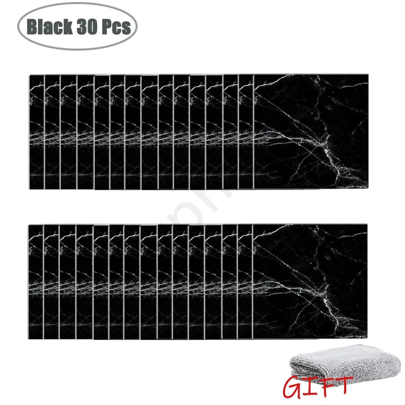 PVC Marble Peel-and-Stick Wall & Tile Stickers (10–50PCS) – Waterproof Self-Adhesive Floor & Backsplash Decor