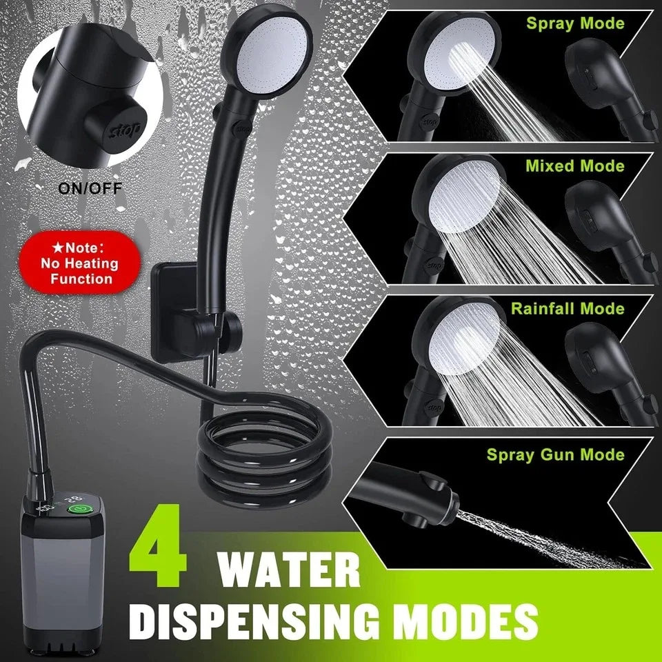 Portable Rechargeable Camping Shower — 6000mAh Hot Shower with 4 Spray Modes — view 3 of outdoor sports