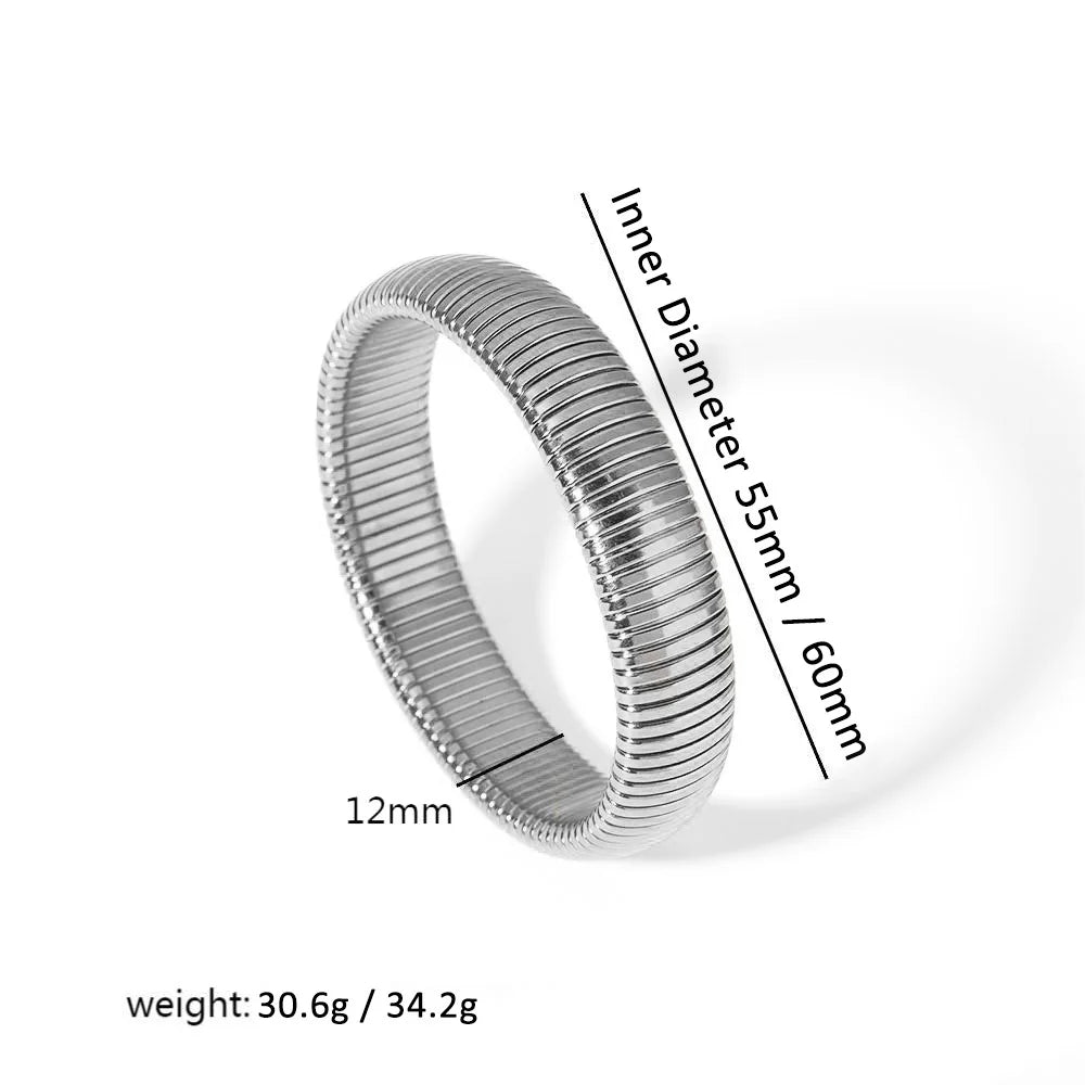 Women's 304L Steel Elastic Bracelet — 18K Gold Plated Chunky Punk Bangle Jewelry — view 15 of jewelry