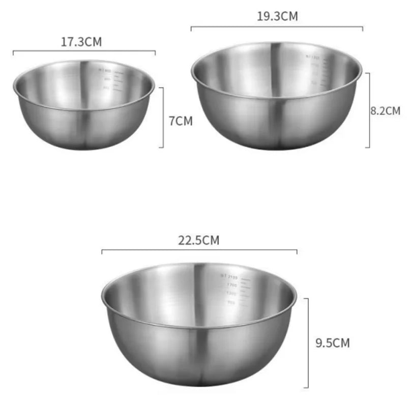 Stainless Steel Mixing Bowl Set with Measuring Scale 3-Piece Cooking Baking Food Prep Bowls — view 10 of food storage