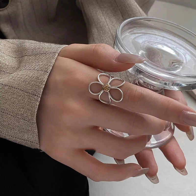 VENTFILLE Women's 925 Sterling Silver Flower Ring — Hollow Retro Fine Jewelry Gift — view 5 of jewelry