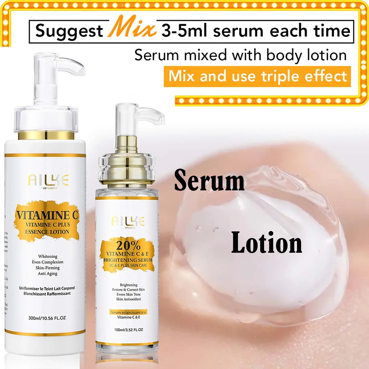 AILKE Brightening Body Lotion — Vitamin C + Hyaluronic Acid for Even Skin Tone