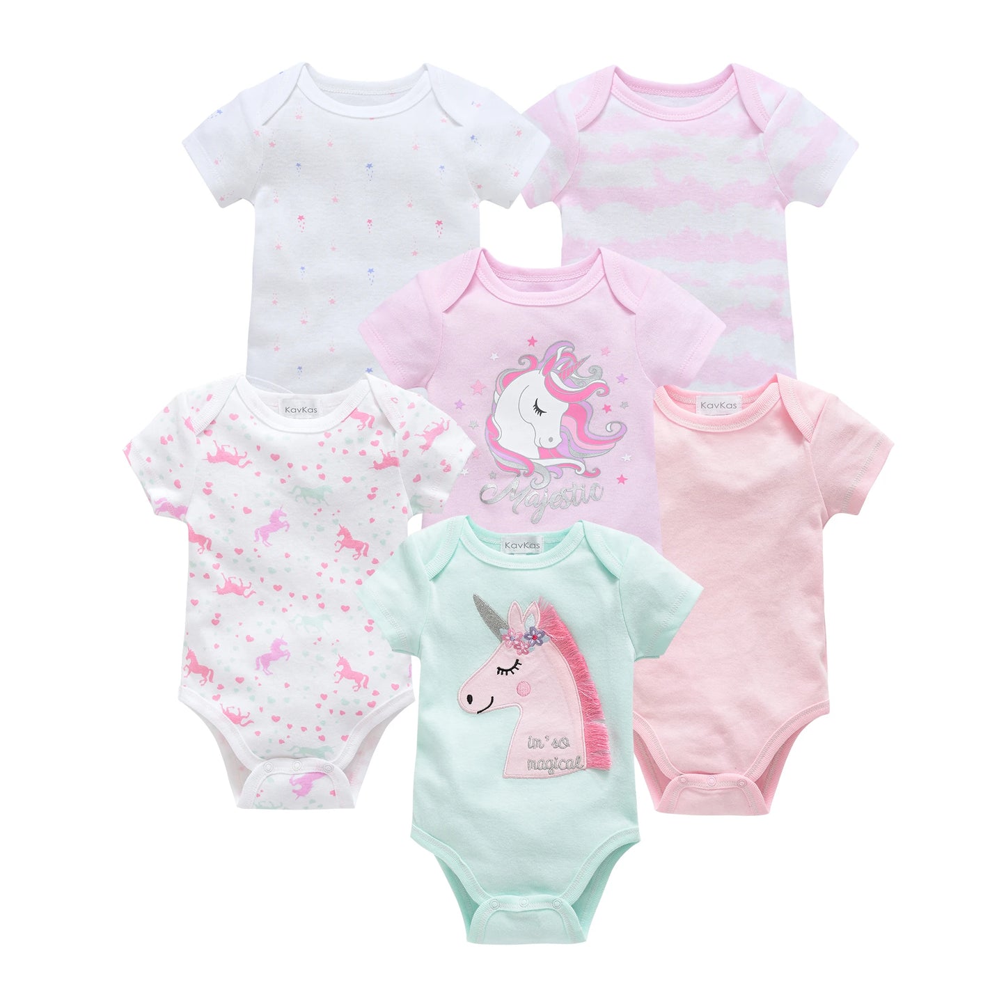 Baby Girls Cotton Bodysuit 3 & 6 Pack - Short Sleeve Newborn Onesies — view 1 of baby bodysuits