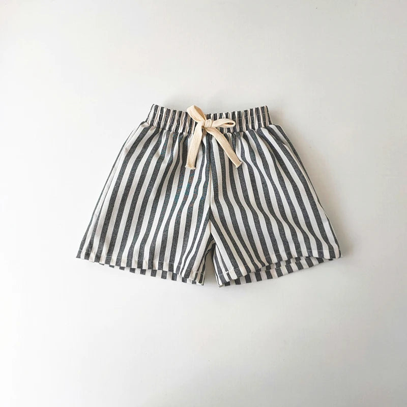 Toddler Linen Cotton Shorts - Breathable Summer Stripe Shorts for Kids — view 13 of toddler apparel