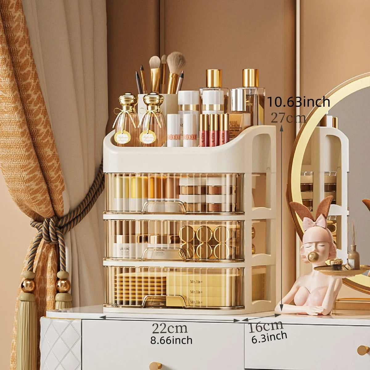 Storage Organizer Multi-Layer Makeup Box — Cosmetic Skincare Eyeshadow Lipstick for Dresser Bathroom