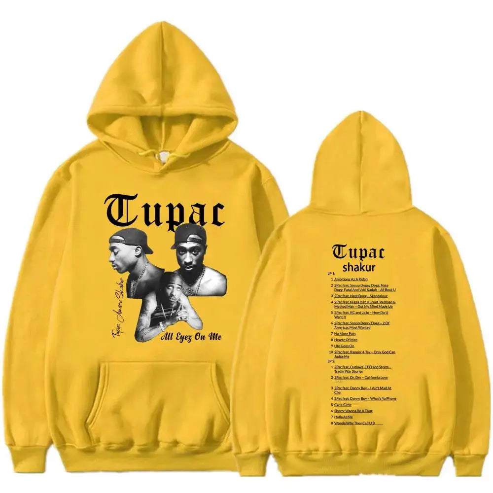 Rapper Tupac 2Pac Print Hip Hop Hoodies Men Woman Y2k Hoodie Streetwear Hooded Sweatshirts Pullovers Unisex Tracksuit Clothing