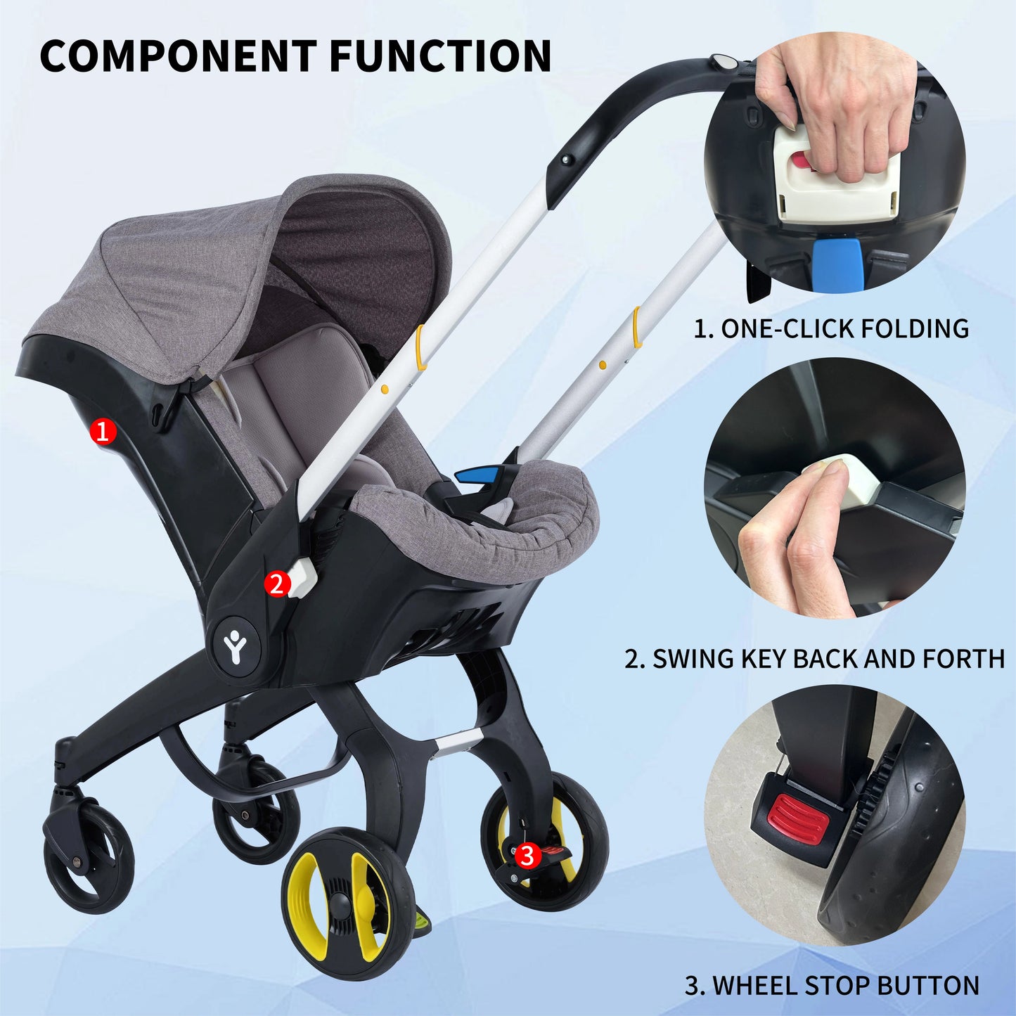 Foldable Baby Stroller with Sunshade - Lightweight Metal-Frame Travel Stroller — view 4 of baby strollers
