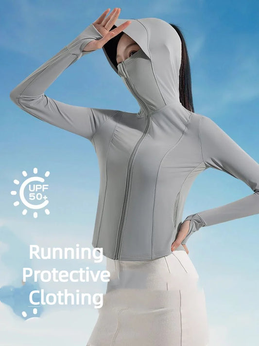 Running Sun Protective Clothing 2024 Women Fashion Slim Fit Jackets Anti-UV Long Sleeve Yoga Coat for Outdoor Summer Sportswear