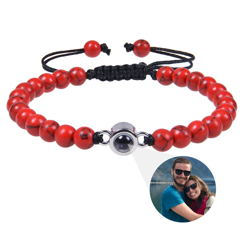 Pearl-Style Custom Photo Projection Bracelet — 6mm Personalized Beads for Couples — view 15 of bracelets