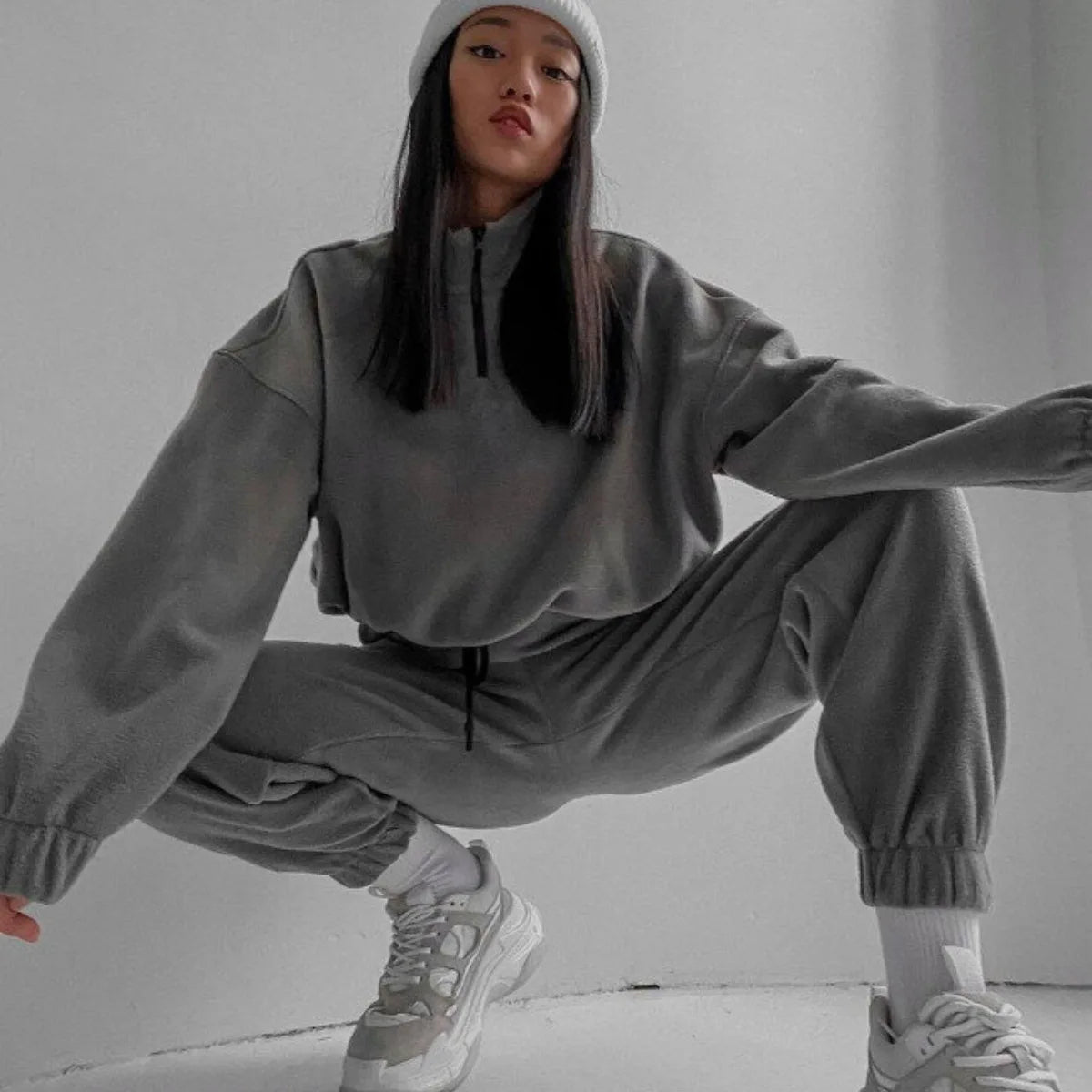 Women&rsquo;s 2-Piece Hooded Sweatshirt Tracksuit &mdash; Solid-Color Hoodie + Sweatpant Sportswear Set — view 3 of tracksuits