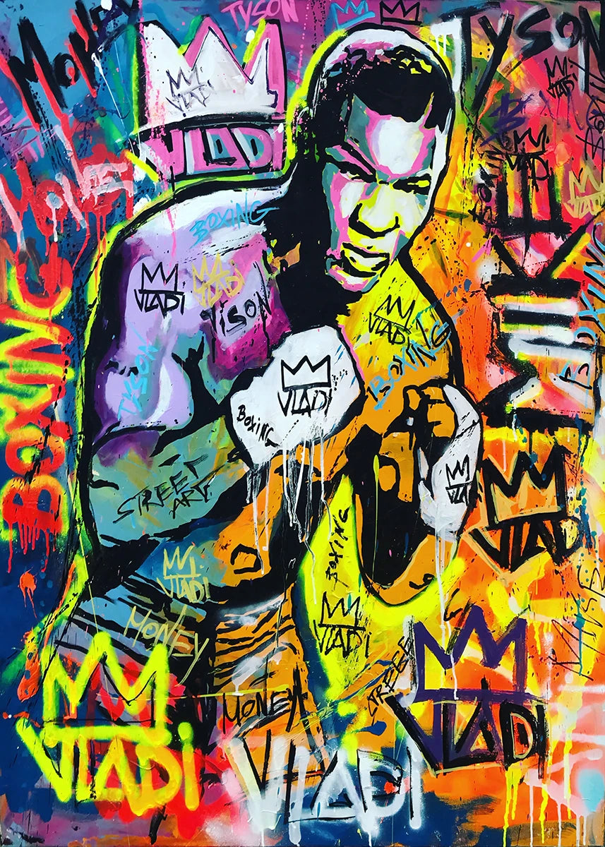 Home Decor Mike Tyson Boxing Graffiti Poster — Pop Canvas Wall Art, Boxer Legend Motivation