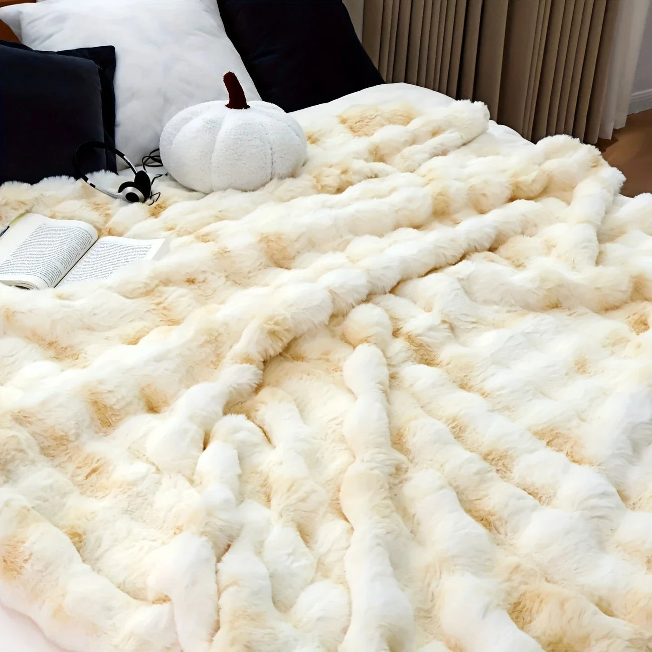 Faux Rabbit Fleece Throw Blanket — Cozy Warm Soft Sofa & Bedroom Blanket — view 9 of cushion covers & pillow cases