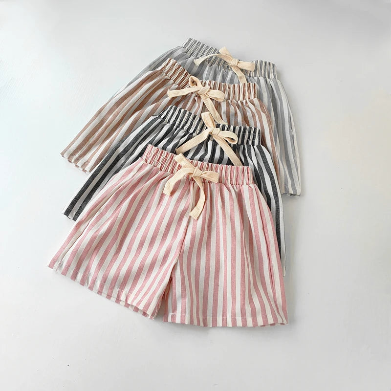 Toddler Linen Cotton Shorts - Breathable Summer Stripe Shorts for Kids — view 4 of toddler apparel