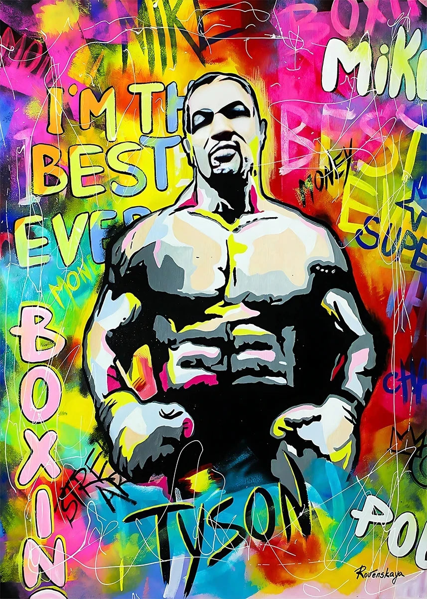 Home Decor Mike Tyson Boxing Graffiti Poster — Pop Canvas Wall Art, Boxer Legend Motivation — view 8 of home decor
