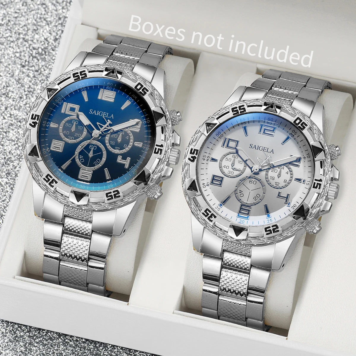 Men's 2pc Business Watch Gift Set — Arabic Dial Steel Band Quartz Wristwatch — view 6 of watches