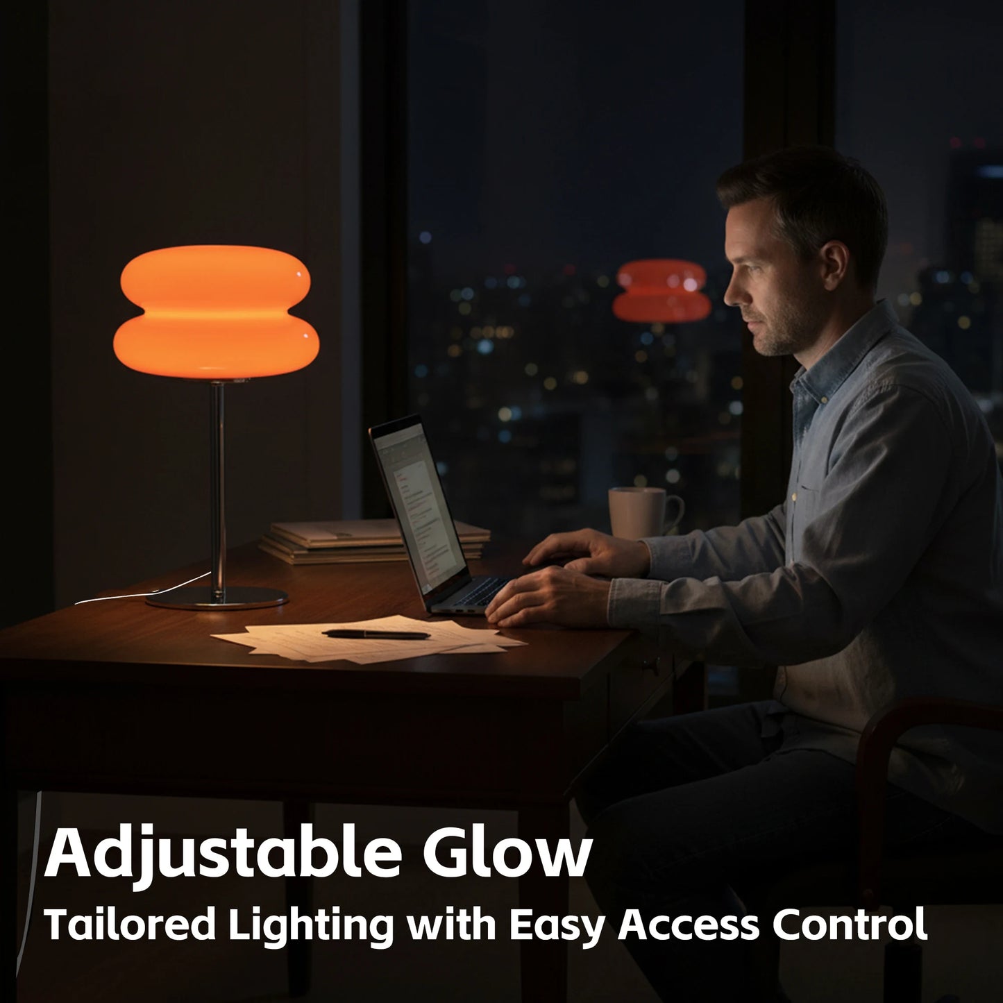 Macaron Glass Table Lamp &mdash; Trichromatic Dimmable Bedside Atmosphere Lamp for Living Room &amp; Bedroom — view 2 of lighting