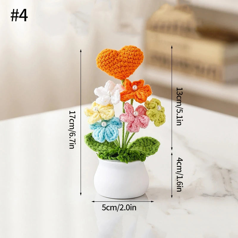 Home Decor Handmade Crochet Potted Plant — Cute Mini Faux Flower for Car, Desk & Office — view 20 of home decor