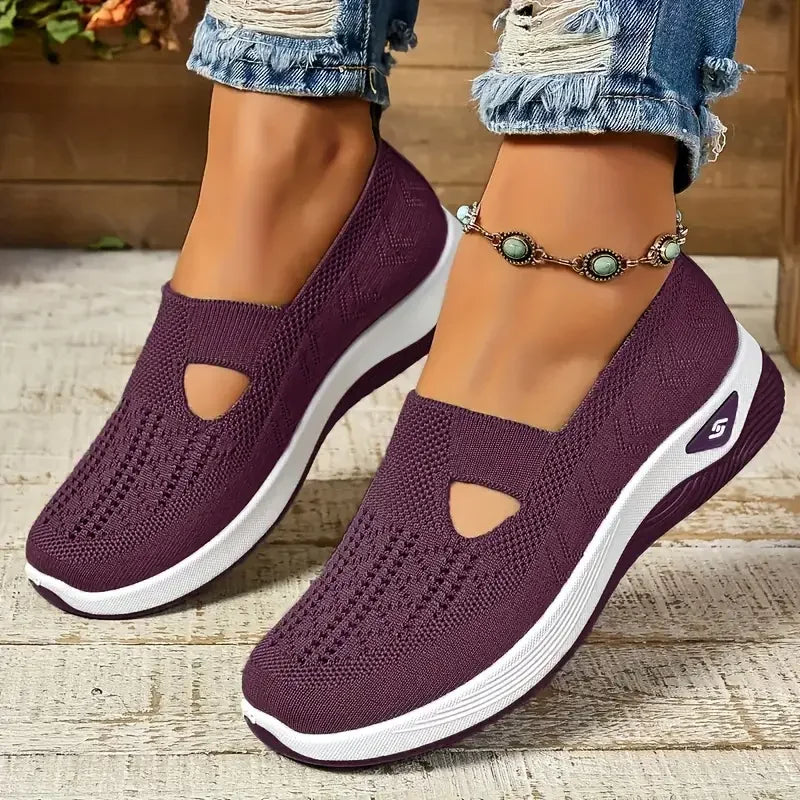 Women's shoes Solid Color Breathable Sneakers, casual sneaker women's summer sneakers, Low-top Knitted Casual Shoes Mom Shoes — view 15 of product