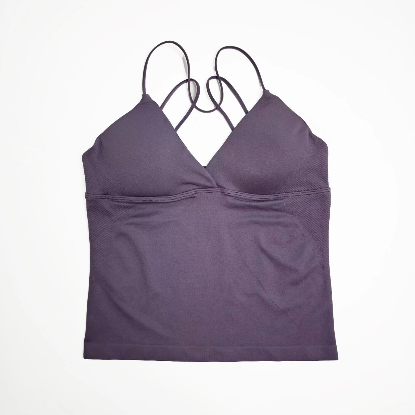 Women's Activewear Twist-Front Longline Workout Tank — Seamless Built-In Bra Yoga Top — view 6 of women's activewear
