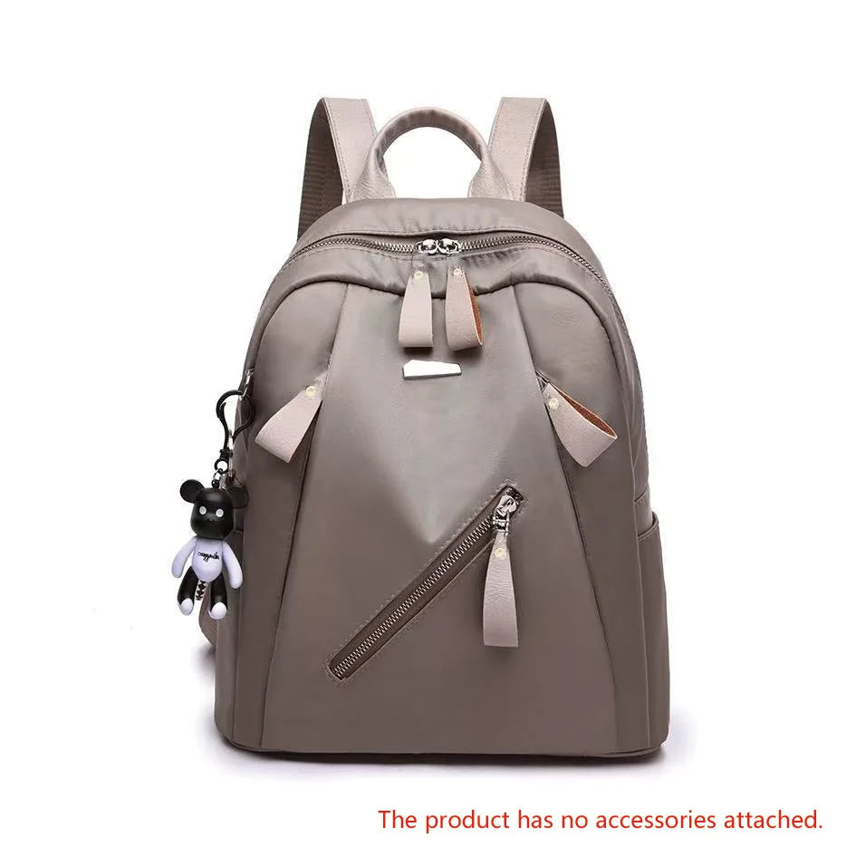 Women's Trendy Oxford Backpack - Casual Teen School Bag with Charm Detail — view 8 of backpacks