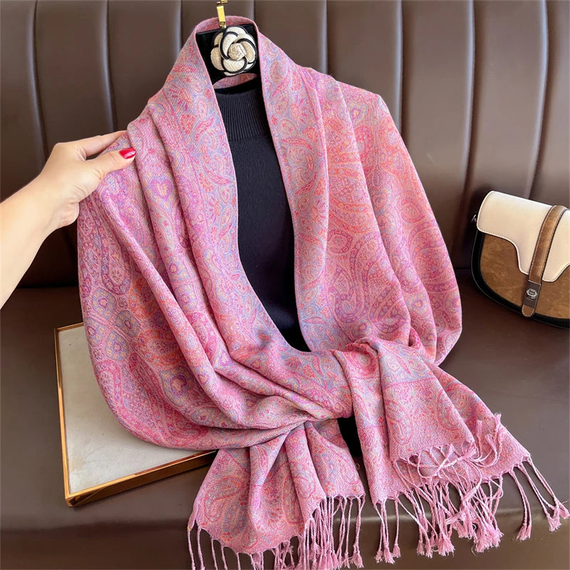 Pashmina Scarf in 58 Signature Shades — Cashmere-Feel Women's Tassel Shawl Wrap Color Stack