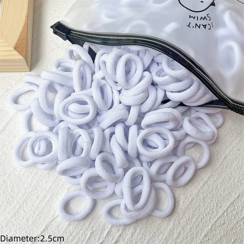 50pcs Black Elastic Hair Band Leagues Ties Colets Scrunchies Springs Gum Accessory For Girl Women No Damage Pigtails Holder Set — view 10 of product