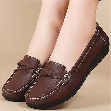 Flats & Ballet — White Leather Loafer Flats, Clean-Girl Aesthetic Trend Slip-Ons — view 1 of flats & ballet