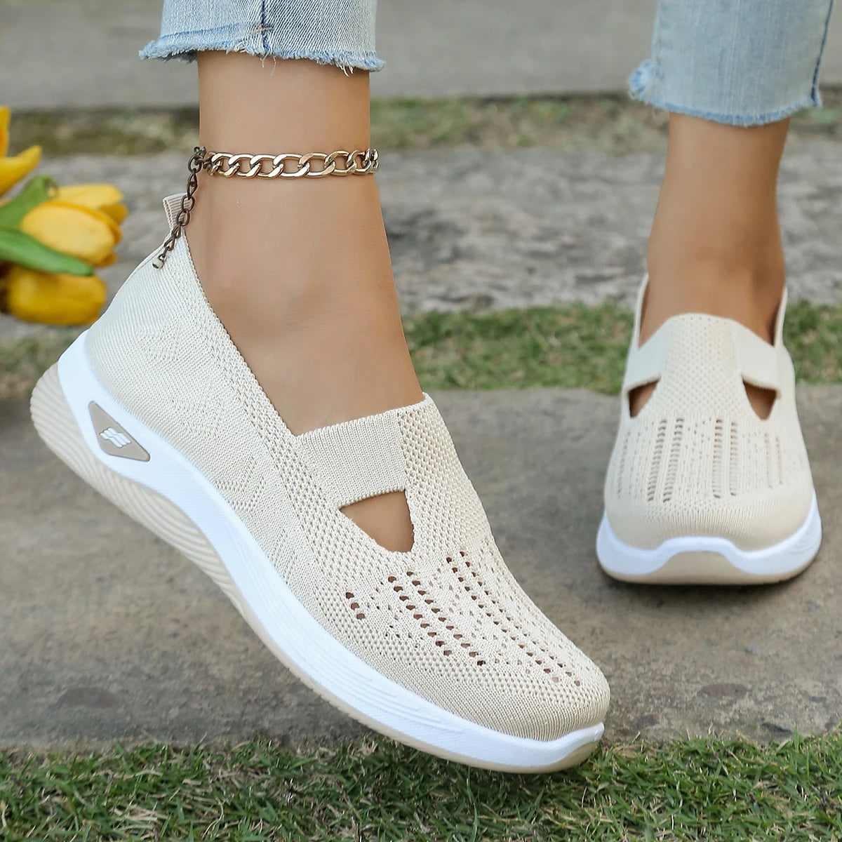 All-Season Women's Casual Sneakers — Lightweight Four-Season Slip-On Flats — view 7 of sneakers
