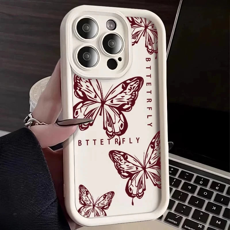 Pink Butterfly Silicone Candy Case for iPhone 11–17 Pro Max Y2K Cute — view 13 of phone cases