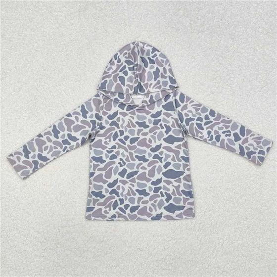 Baby Boys Grey Camo Hooded Top - Long Sleeve Pullover Hoodie — view 1 of kids tops