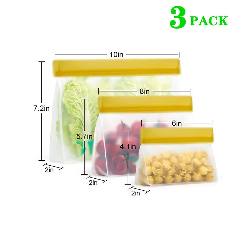 Storage Organizer Silicone Food Bag Set — Reusable Stand-Up Freezer Bags BPA-Free Leakproof — view 7 of storage & organisation