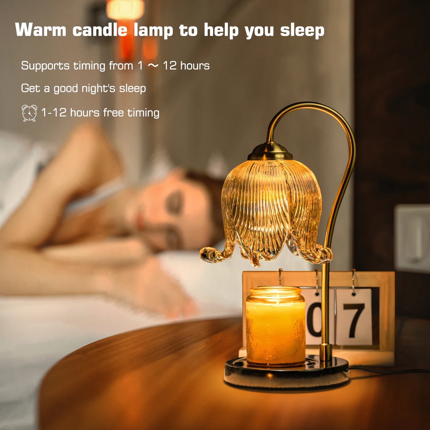 Tulip Flower Candle Table Lamp &mdash; French Retro Warm Atmosphere Bedside Bedroom Lamp — view 5 of lighting