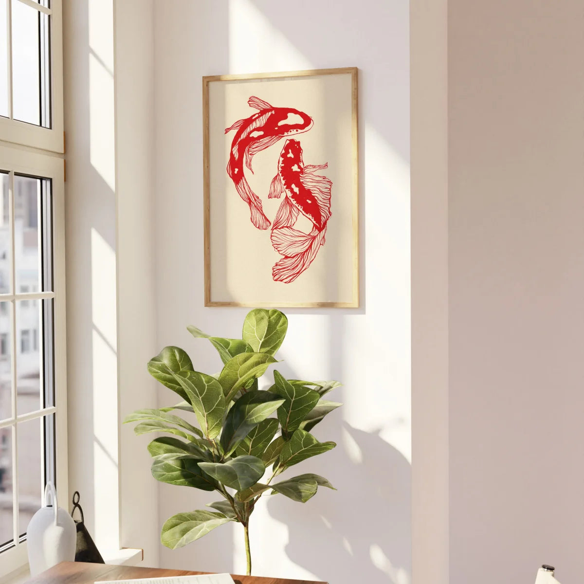 Japanese Red Koi Fish Canvas Poster &mdash; Modern Minimalist Wall Art for Bedroom &amp; Kitchen — view 4 of wall art & prints