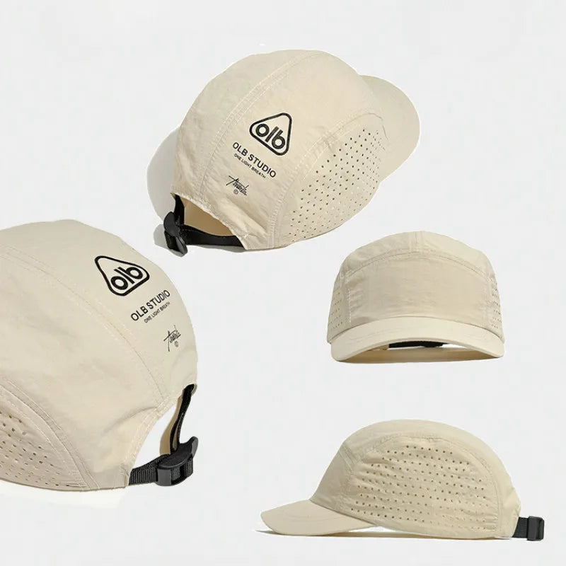Short-Brim Quick-Dry Mesh Cap — Athletic Running Gym Lightweight UV Protection Couples Hiking Hat — view 3 of hats & caps